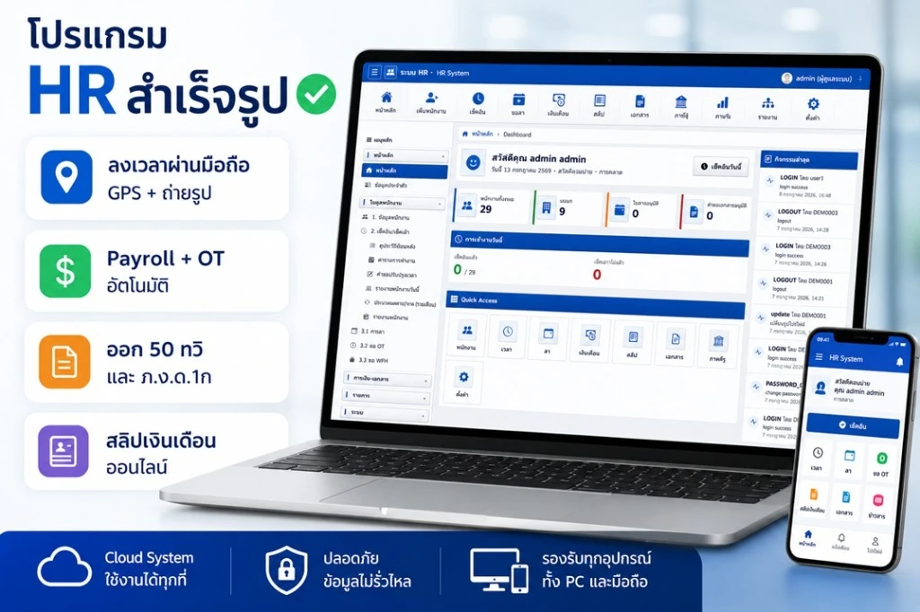 โปรแกรม HR สำเร็จรูป HRPM ระบบ Payroll สลิปเงินเดือนออนไลน์